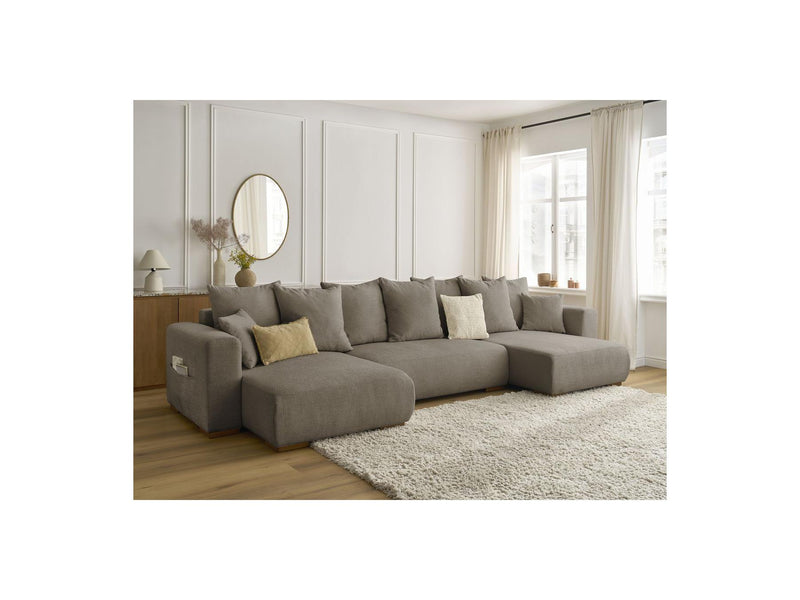 Canapé Panoramique Convertible Coffre - Sidonie - Tissu Chiné