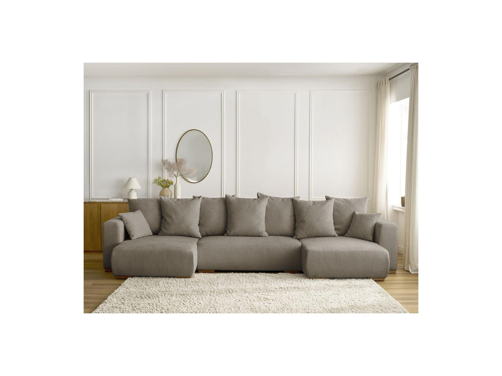 Sidonie - Convertible Panoramic Sofa with Storage Compartment - Heathered Fabric
