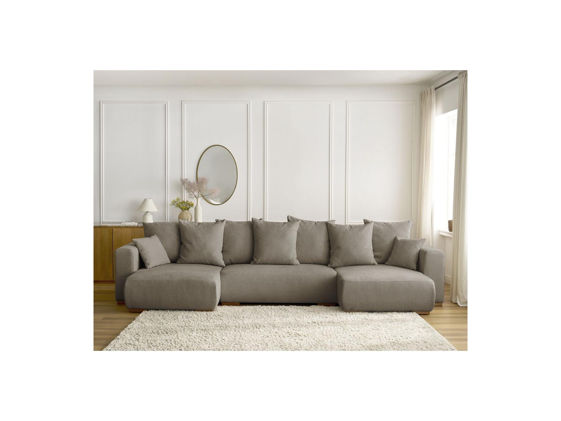 Sidonie - Convertible Panoramic Sofa with Storage Compartment - Heathered Fabric