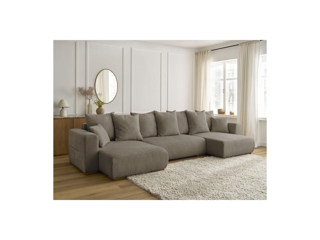 Sidonie - Convertible Panoramic Sofa with Storage Compartment - Heathered Fabric