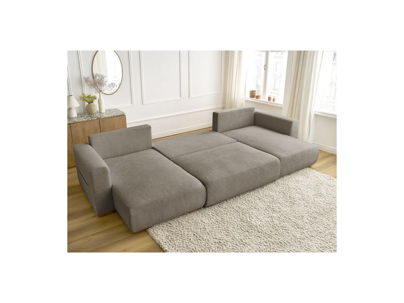 Canapé Panoramique Convertible Coffre - Sidonie - Tissu Chiné
