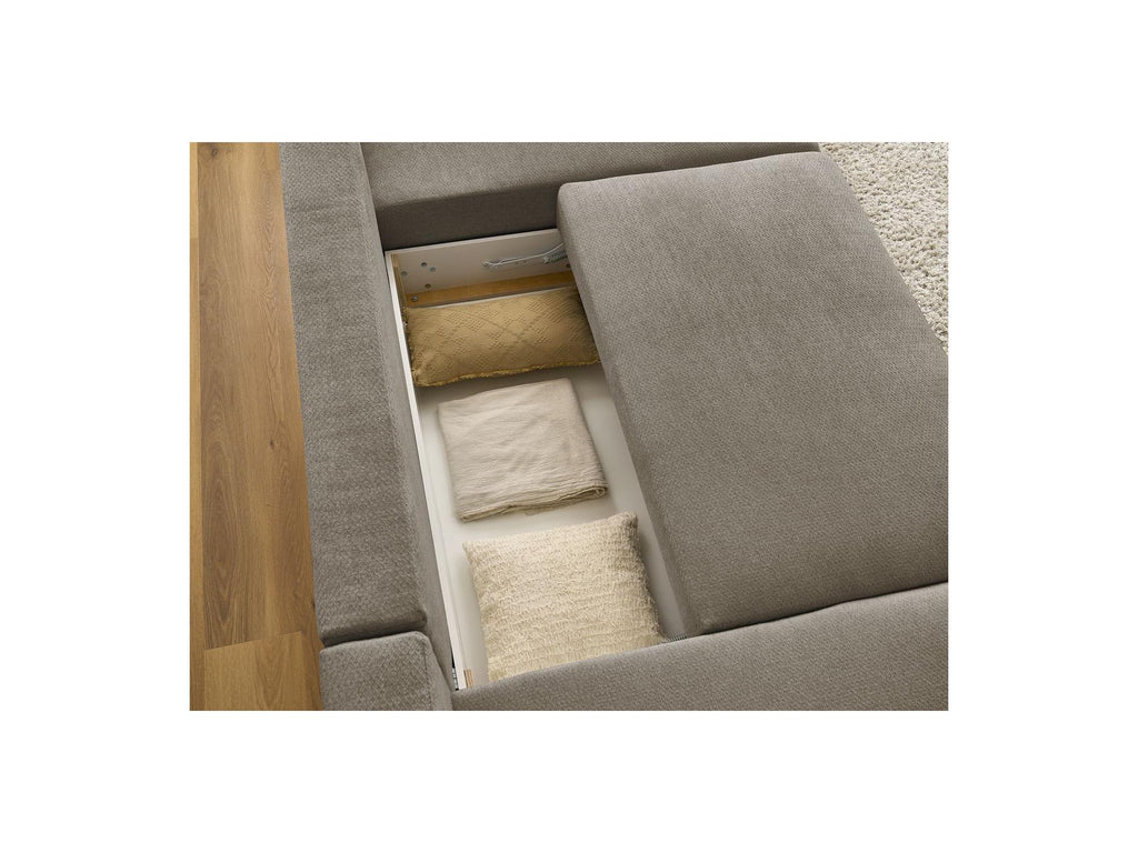 Sidonie - Convertible Panoramic Sofa with Storage Compartment - Heathered Fabric