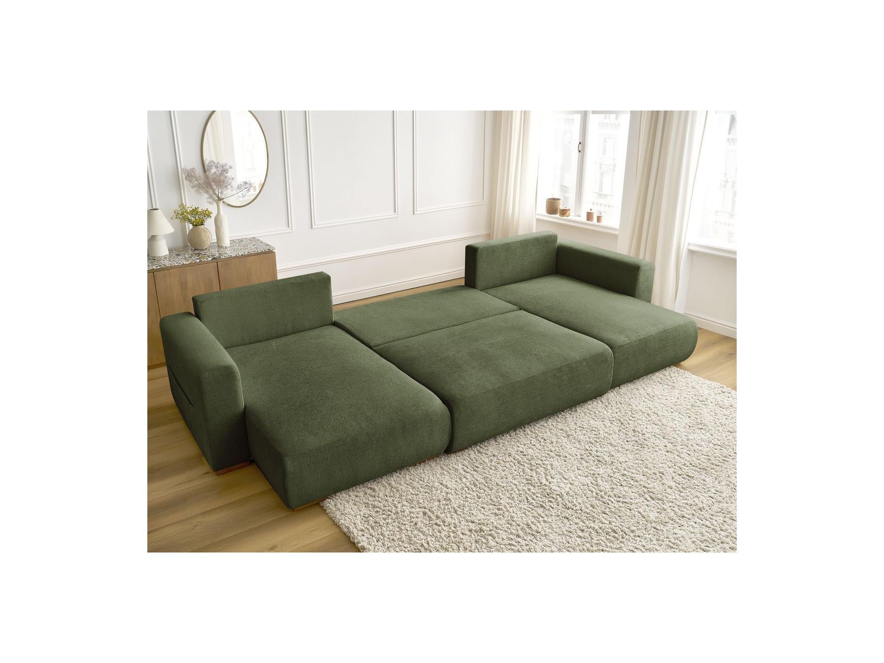 Sidonie - Convertible Panoramic Sofa with Storage Compartment - Heathered Fabric