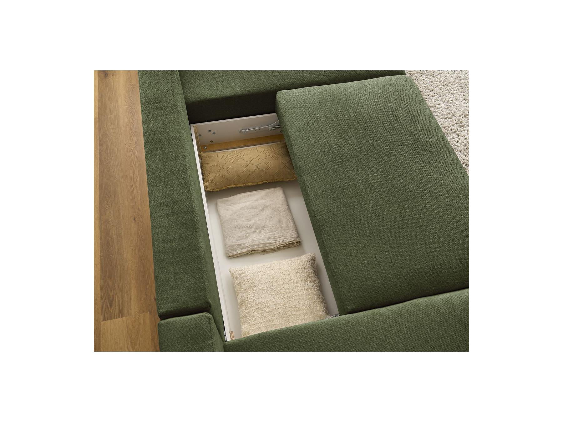 Sidonie - Convertible Panoramic Sofa with Storage Compartment - Heathered Fabric