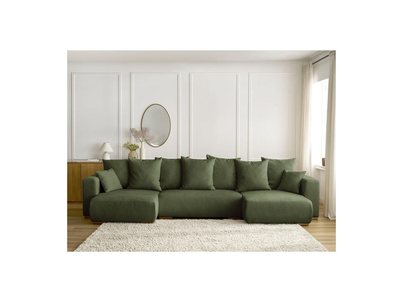 Canapé Panoramique Convertible Coffre - Sidonie - Tissu Chiné