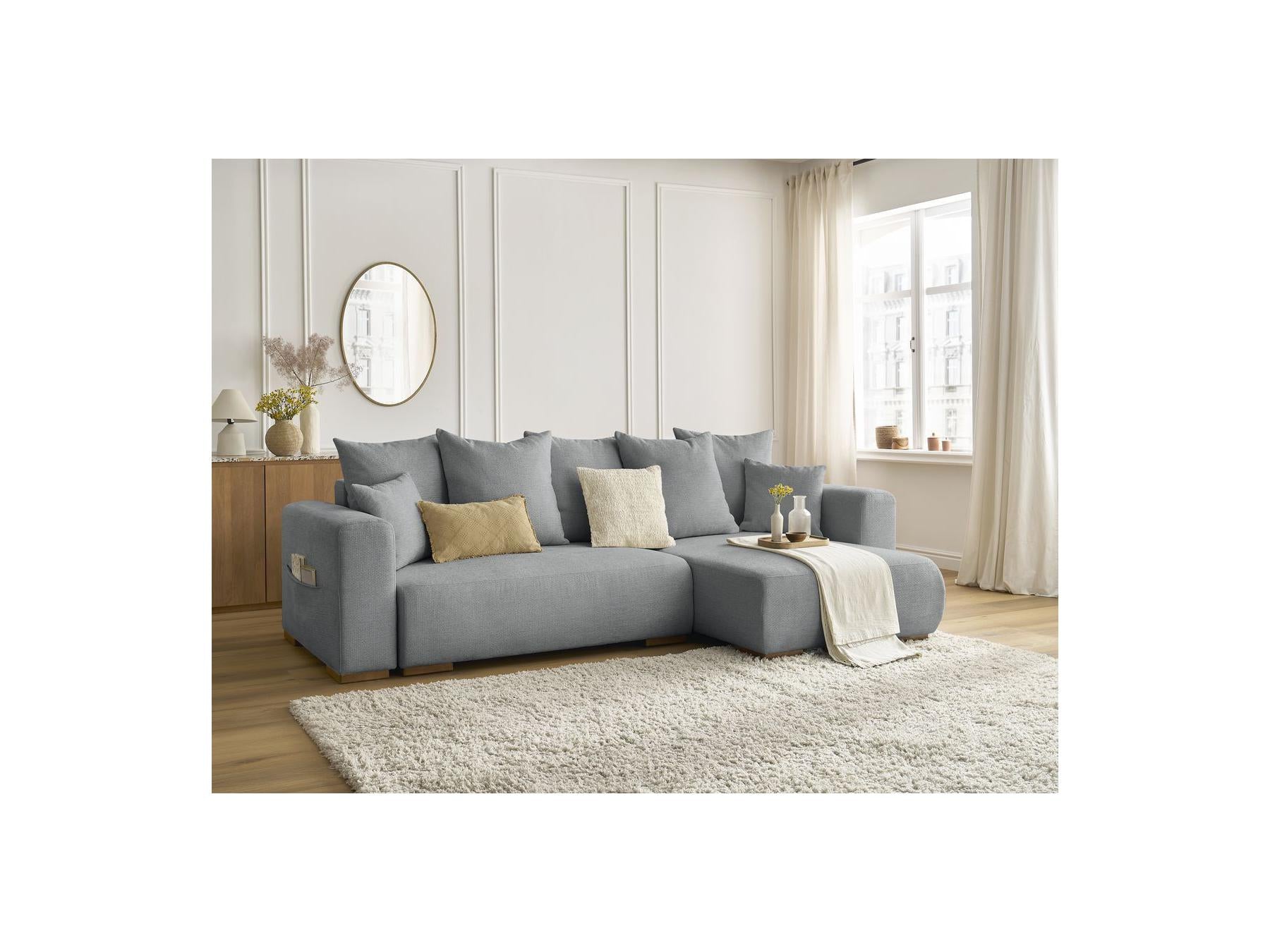 Sidonie - Reversible Convertible Corner Sofa with Storage - Heathered Fabric
