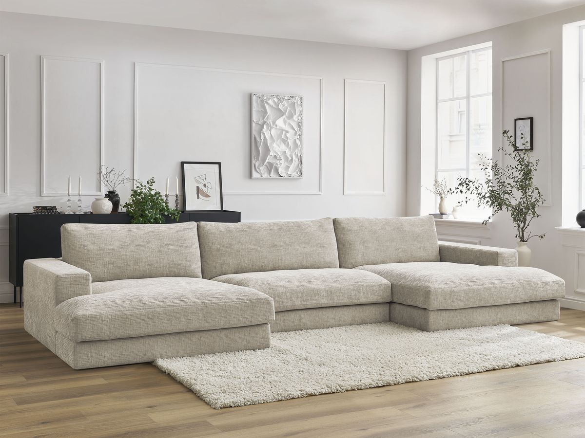 Leonard - Canapé Panoramique Fixe Compact - Tissu Texturé