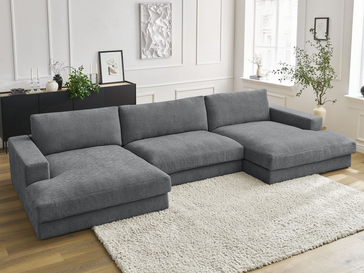 Leonard - Canapé Panoramique Fixe Compact - Tissu Texturé