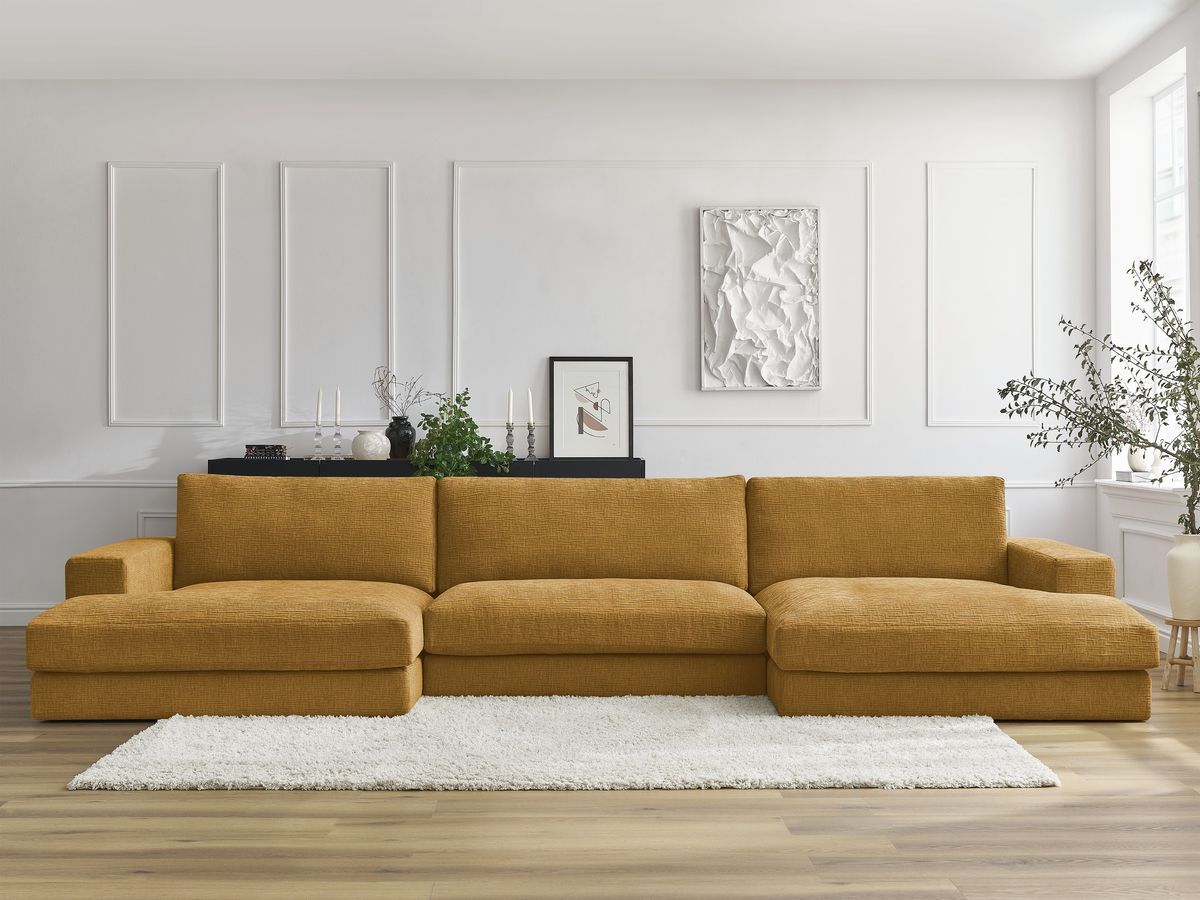 Leonard - Canapé Panoramique Fixe Compact - Tissu Texturé