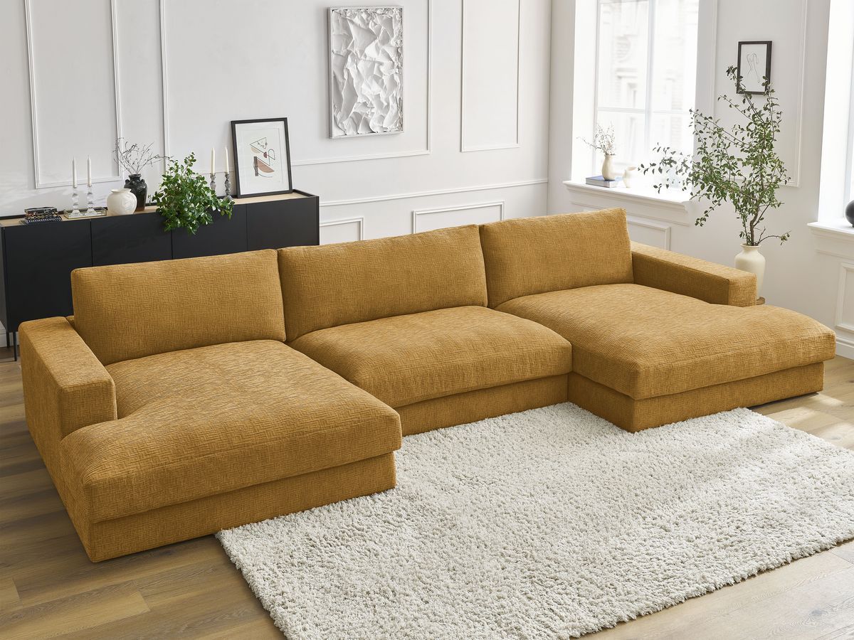 Leonard - Canapé Panoramique Fixe Compact - Tissu Texturé