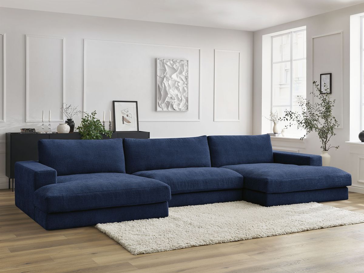 Leonard - Canapé Panoramique Fixe Compact - Tissu Texturé