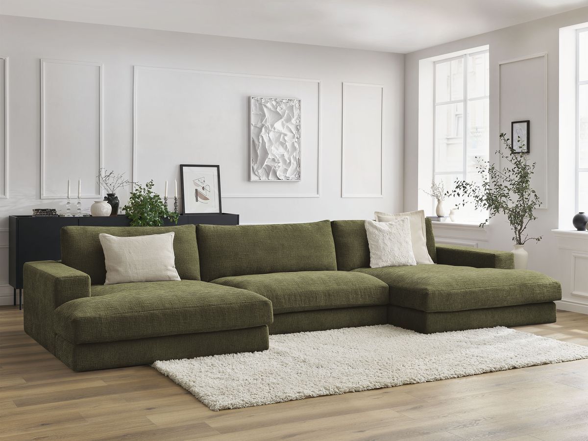 Leonard - Canapé Panoramique Fixe Compact - Tissu Texturé