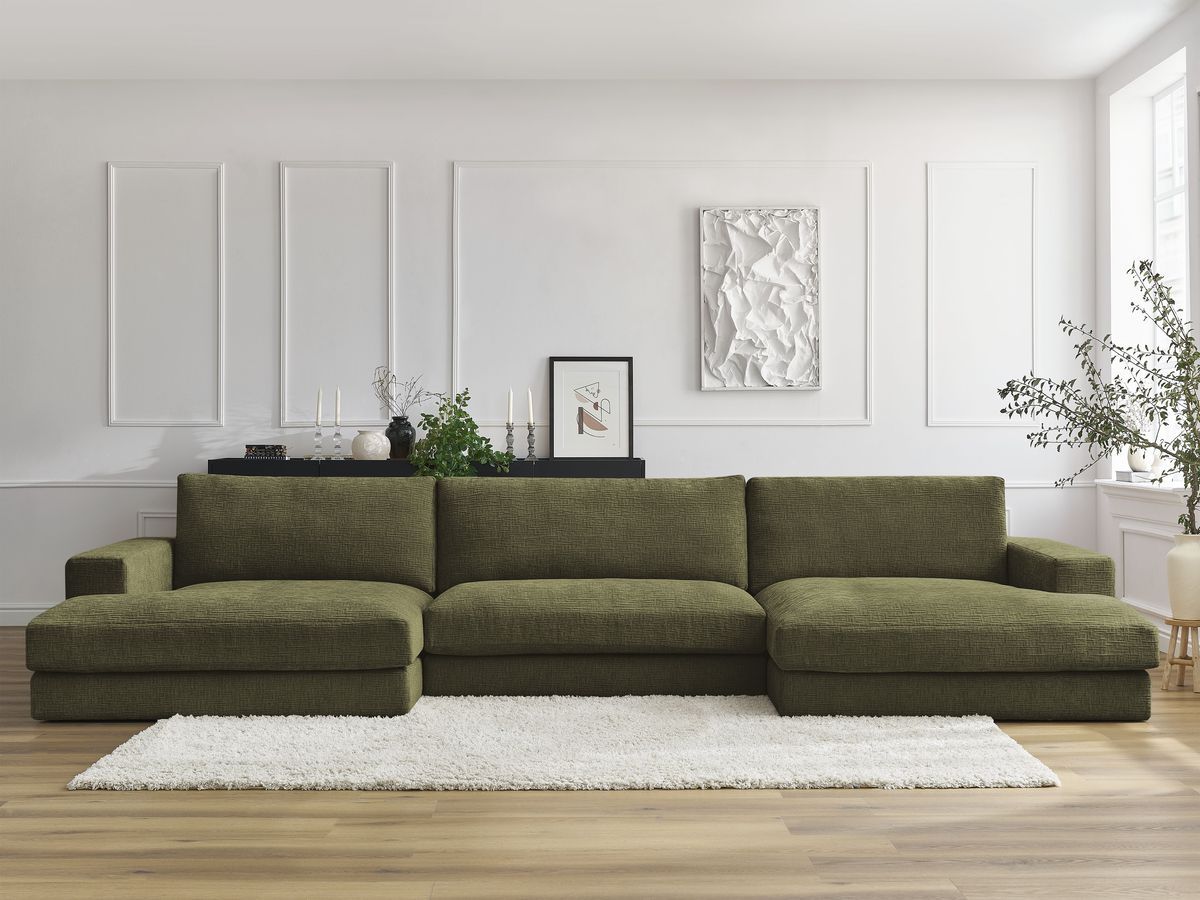Leonard - Canapé Panoramique Fixe Compact - Tissu Texturé
