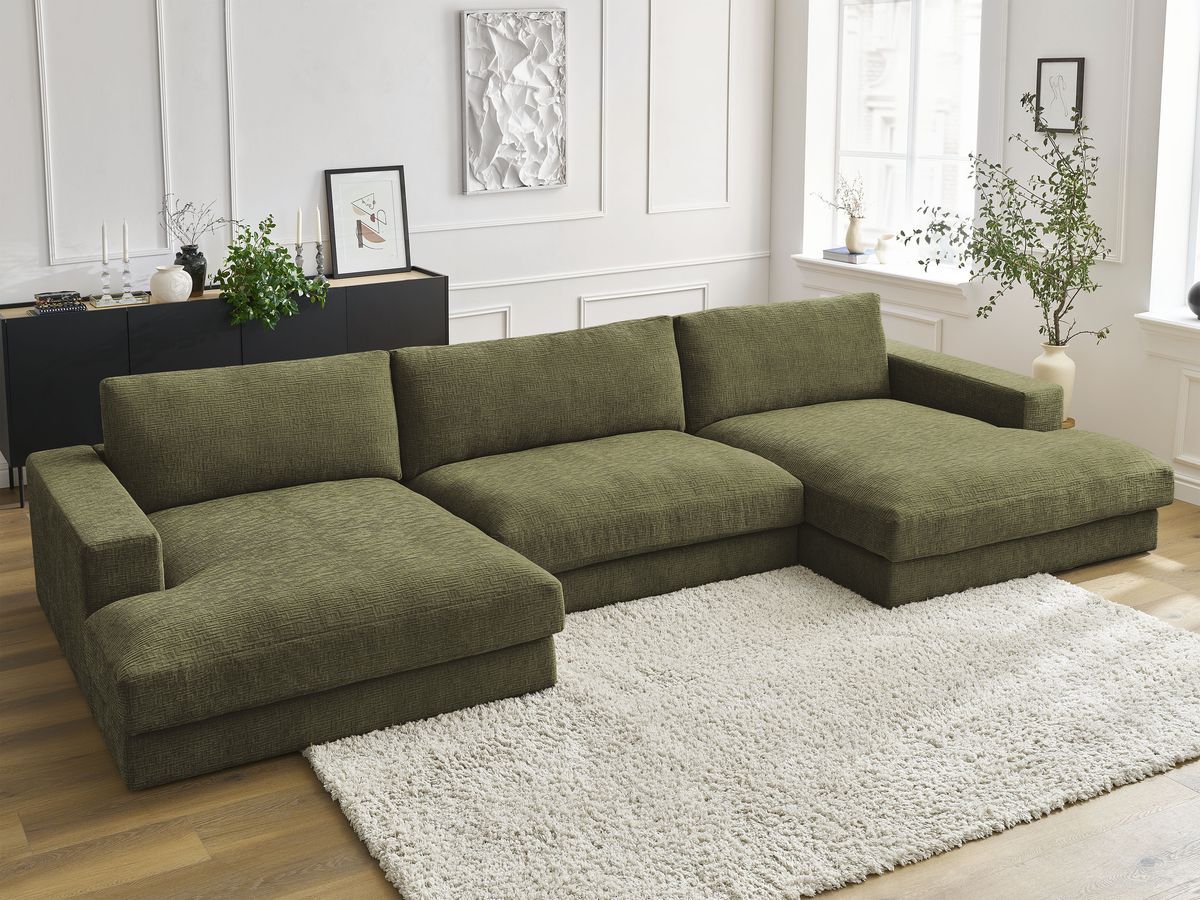Leonard - Canapé Panoramique Fixe Compact - Tissu Texturé