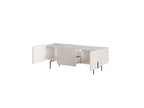 3-Door TV Unit with Top - Mathilde - Marble Effect and Black Legs