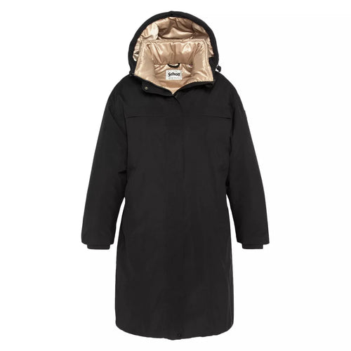 Schott - Parka Longue À Capuche Femme Aspenw - Noir Beige