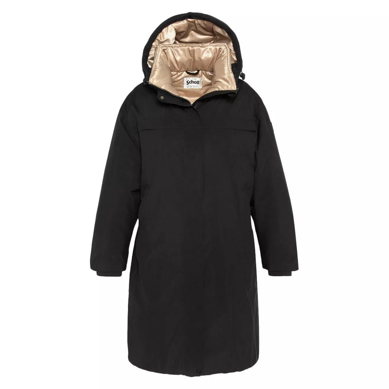 Schott - Parka Longue À Capuche Femme Aspenw - Noir Beige