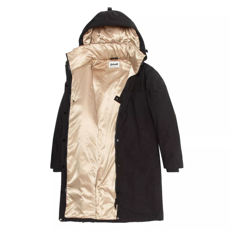 Schott - Parka Longue À Capuche Femme Aspenw - Noir Beige