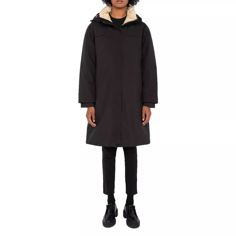 Parka Longue À Capuche Femme Aspenw - Noir Beige