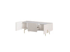 Mathilde - 3-Door TV Unit with Marble-Effect Top and Gold Legs