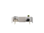 Mathilde - 3-Door TV Unit with Marble-Effect Top and Gold Legs