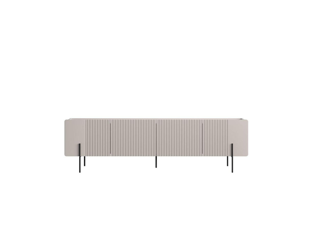 Mathilde - 4-Door TV Unit with Marble-Effect Top and Black Legs