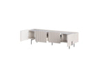 Mathilde - 4-Door TV Unit with Marble-Effect Top and Black Legs