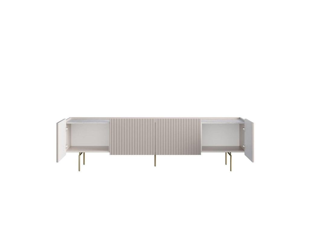 Mathilde - 4-Door TV Unit - Marble-Effect Top and Gold Legs