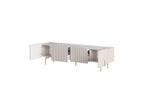 Mathilde - 4-Door TV Unit - Marble-Effect Top and Gold Legs