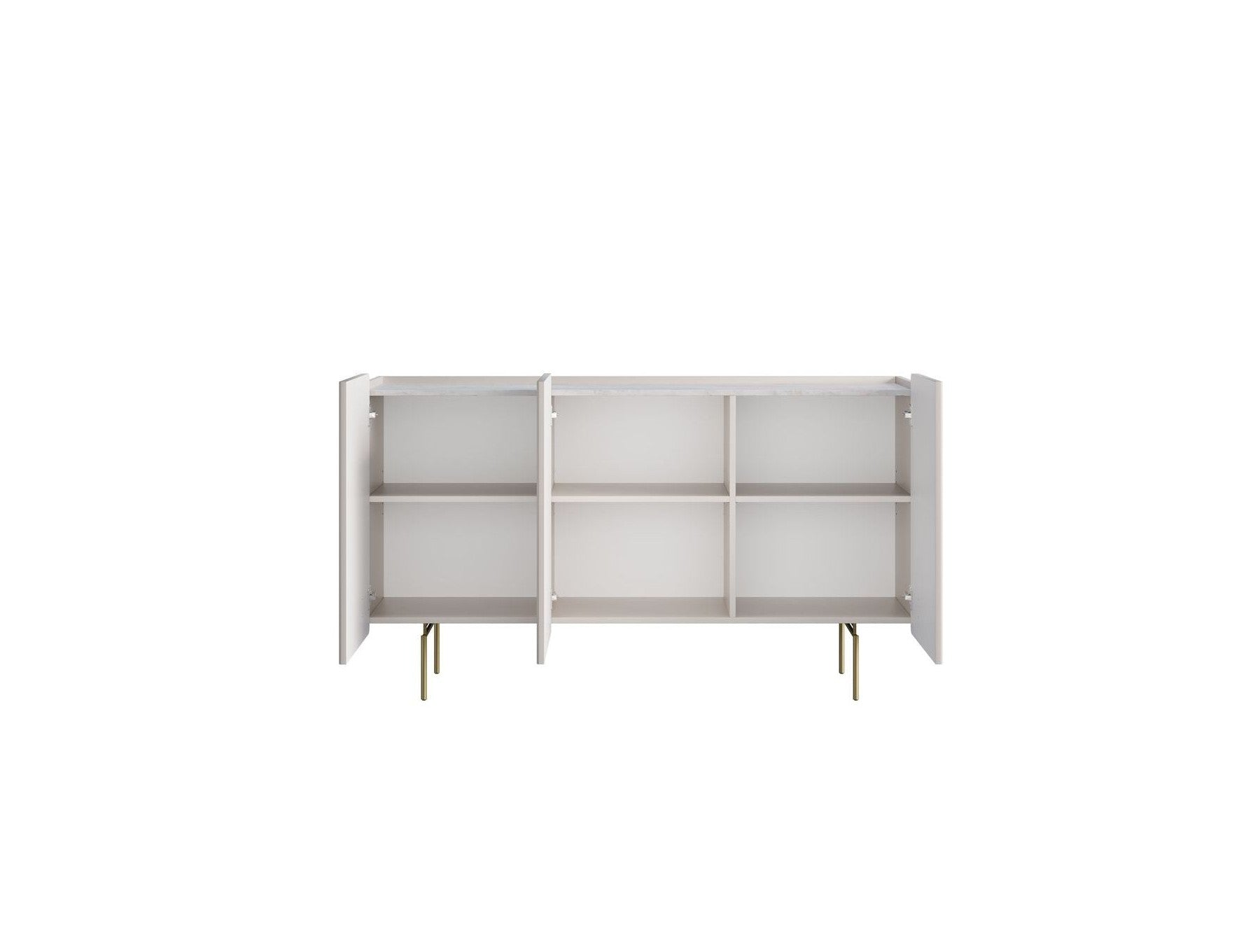 Mathilde - 3-Door Sideboard with Marble-Effect Top - Gold Legs