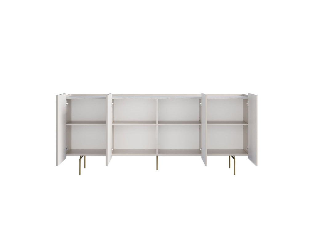 Mathilde - 4-Door Sideboard with Marble-Effect Top - Gold Legs