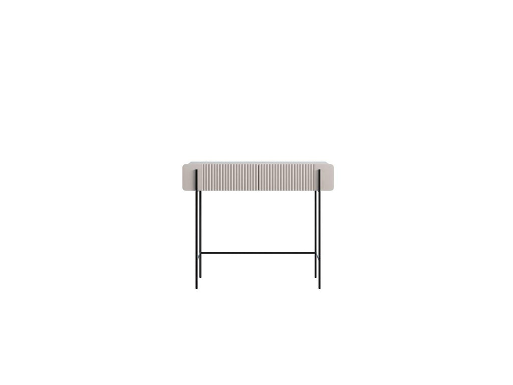 Mathilde - Console Table 2 Drawers - Marble-Effect Top and Black Legs