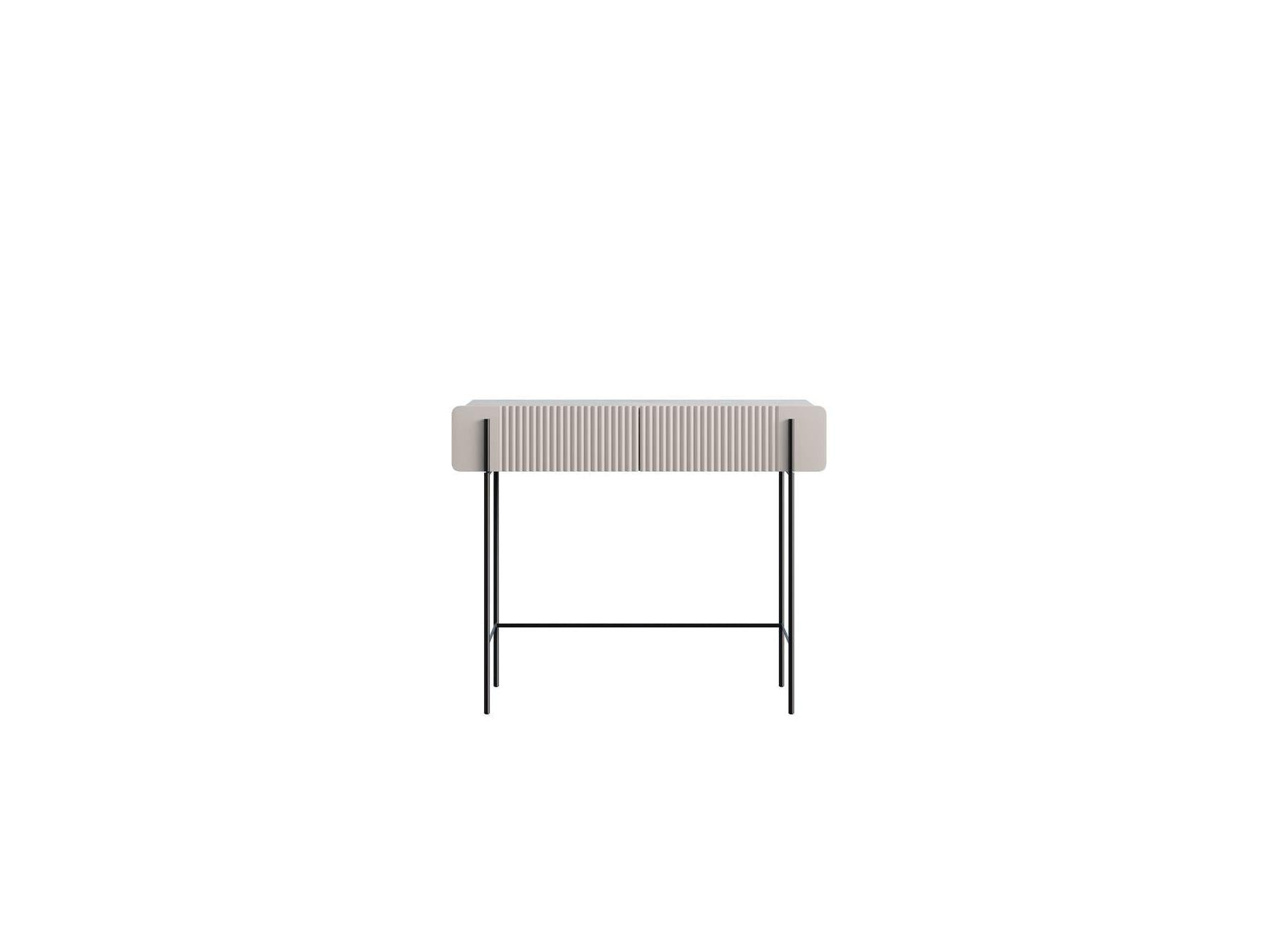 Mathilde - Console Table 2 Drawers - Marble-Effect Top and Black Legs