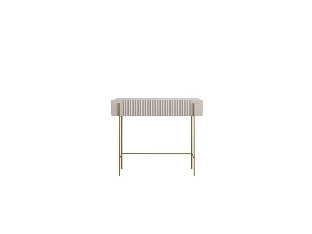 2-Drawer Console Table - Mathilde Top - Marble Effect and Gold Legs