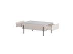 Mathilde - 2-Drawer Coffee Table - Marble-Effect Top and Black Legs