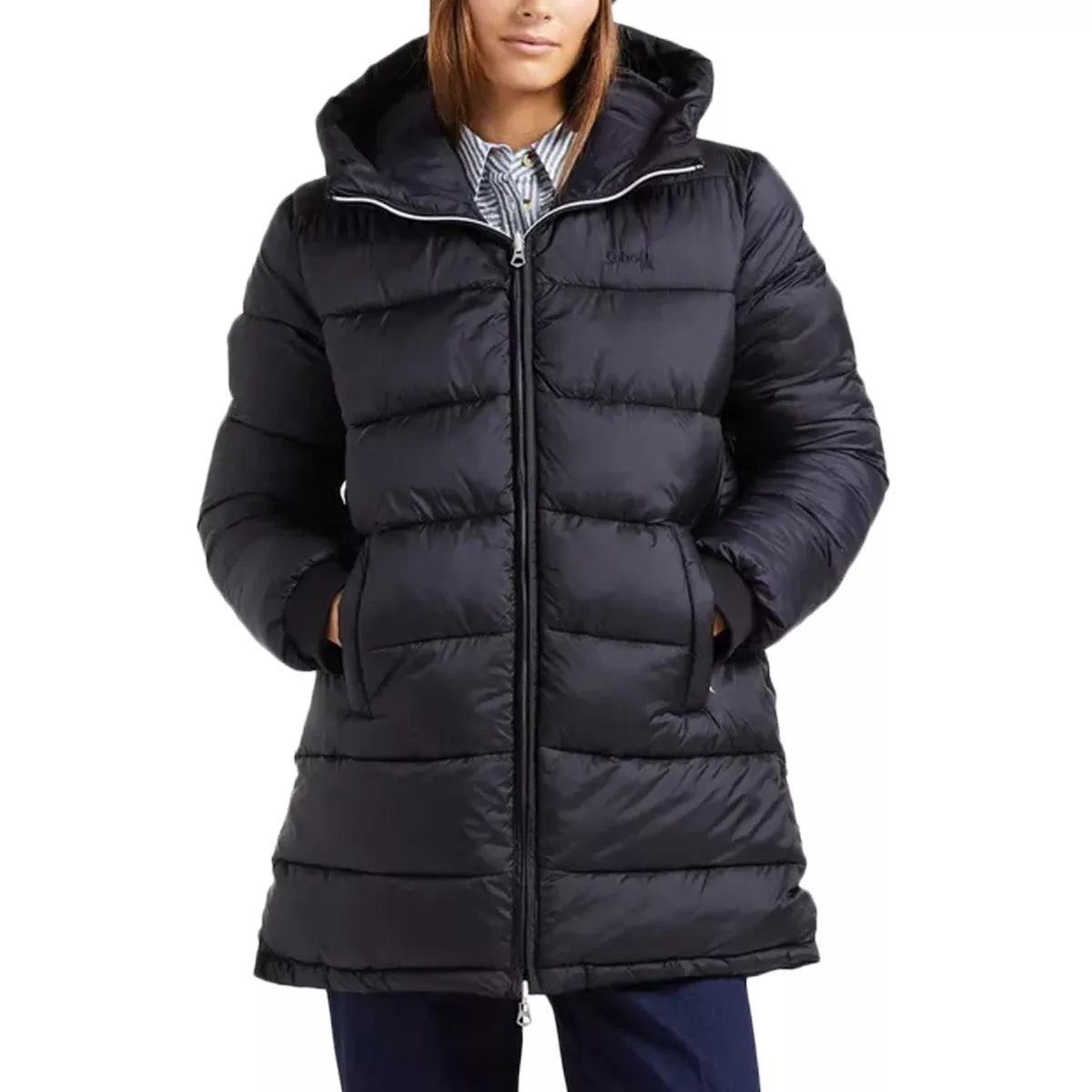 Plumífero Largo Con Capucha Reversible Mujer Riversa2W - Negro