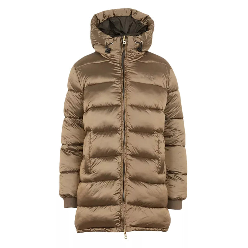 Schott - Doudoune Longue À Capuche Réversible Femme Riversa2W - Kaki Et Marron