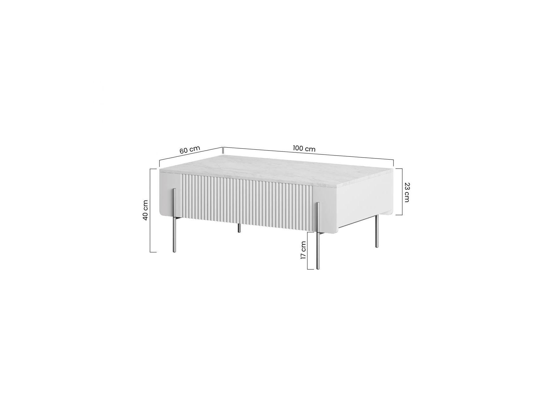 Mathilde - Coffee Table with 2 Drawers - Marble-Effect Top and Gold Legs