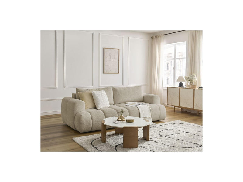 Canapé Droit Convertible 3 Places - Fuji - Tissu Bouclette