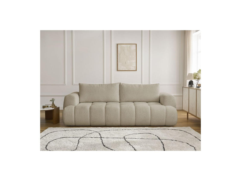 Canapé Droit Convertible 3 Places - Fuji - Tissu Bouclette