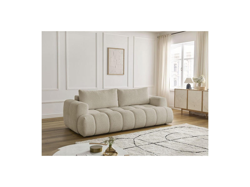 Canapé Droit Convertible 3 Places - Fuji - Tissu Bouclette