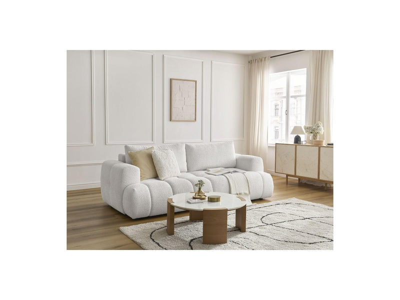 Canapé Droit Convertible 3 Places - Fuji - Tissu Bouclette