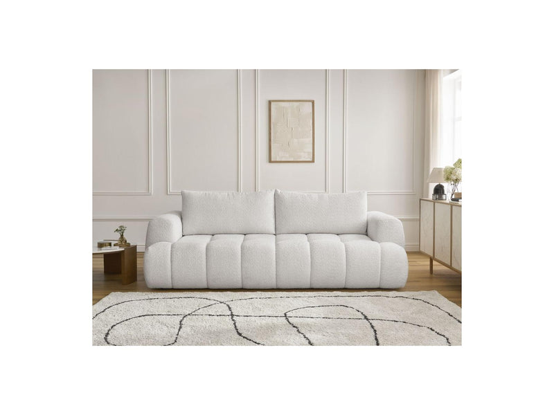 Canapé Droit Convertible 3 Places - Fuji - Tissu Bouclette