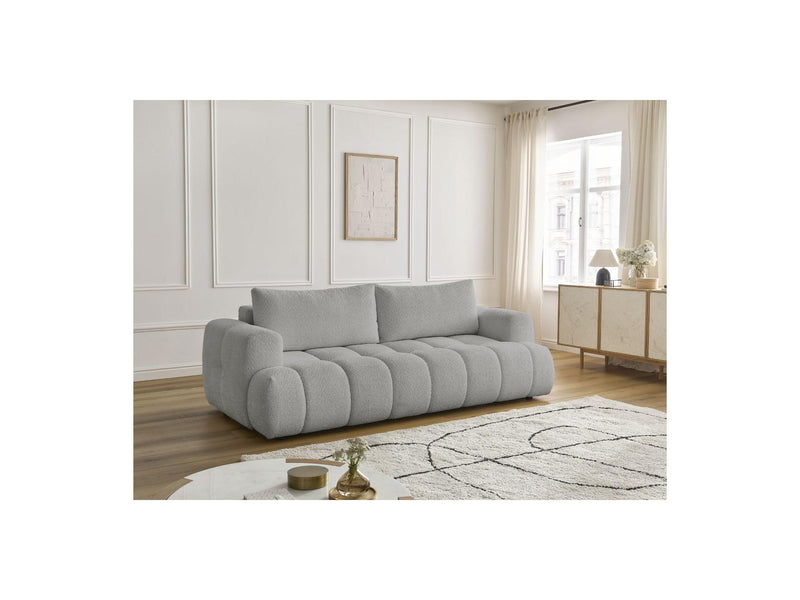 Canapé Droit Convertible 3 Places - Fuji - Tissu Bouclette