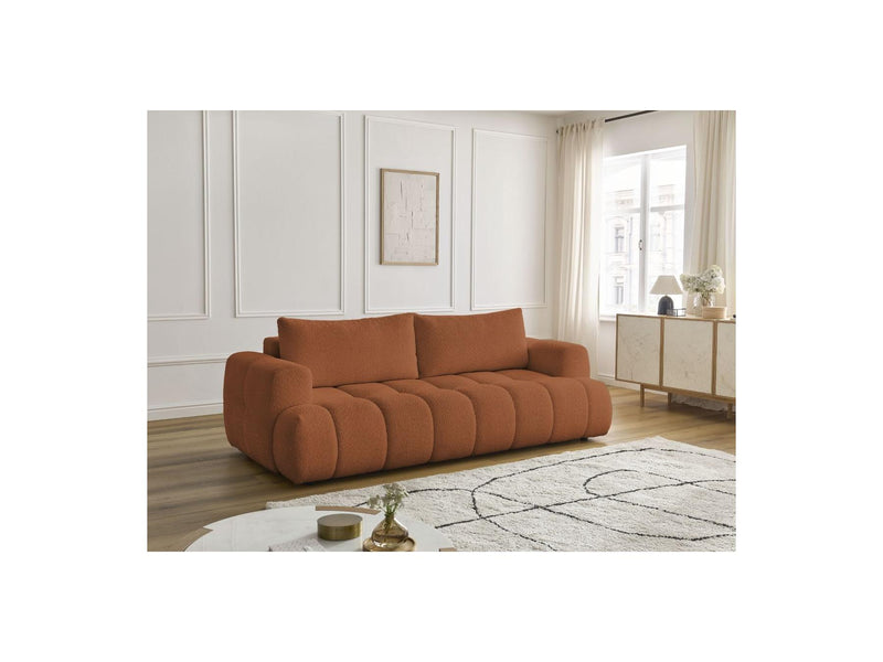 Canapé Droit Convertible 3 Places - Fuji - Tissu Bouclette