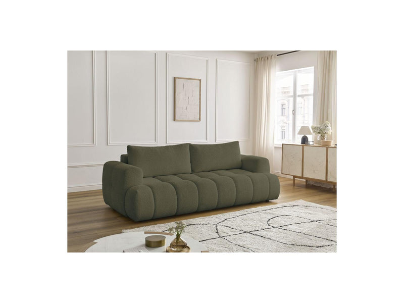 Canapé Droit Convertible 3 Places - Fuji - Tissu Bouclette