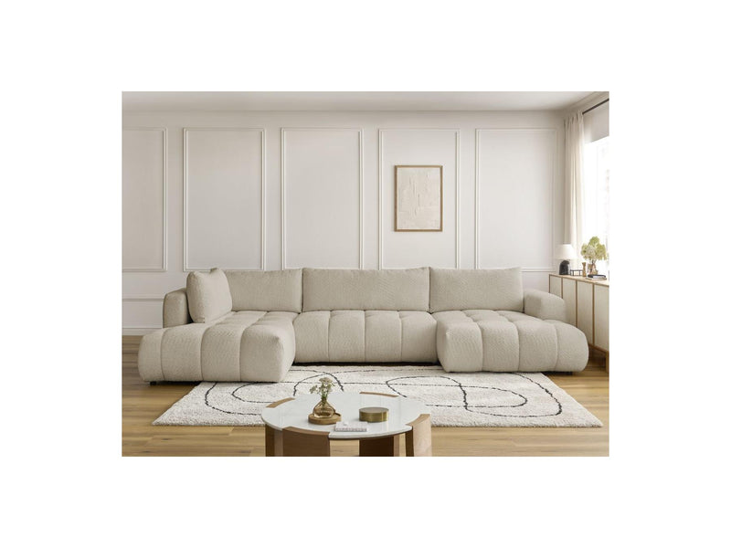 Canapé Panoramique Convertible - Fuji - Tissu Bouclette - Angle Droit