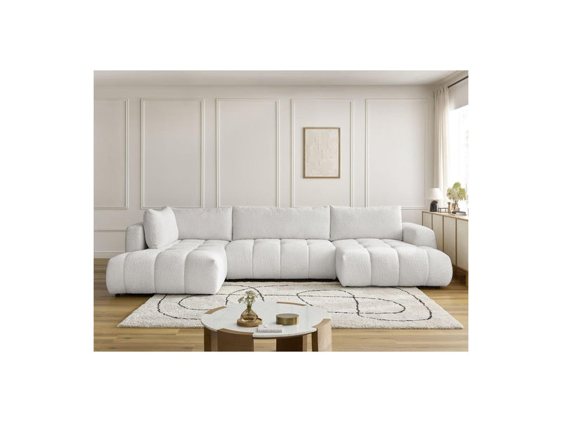 Canapé Panoramique Convertible - Fuji - Tissu Bouclette - Angle Droit