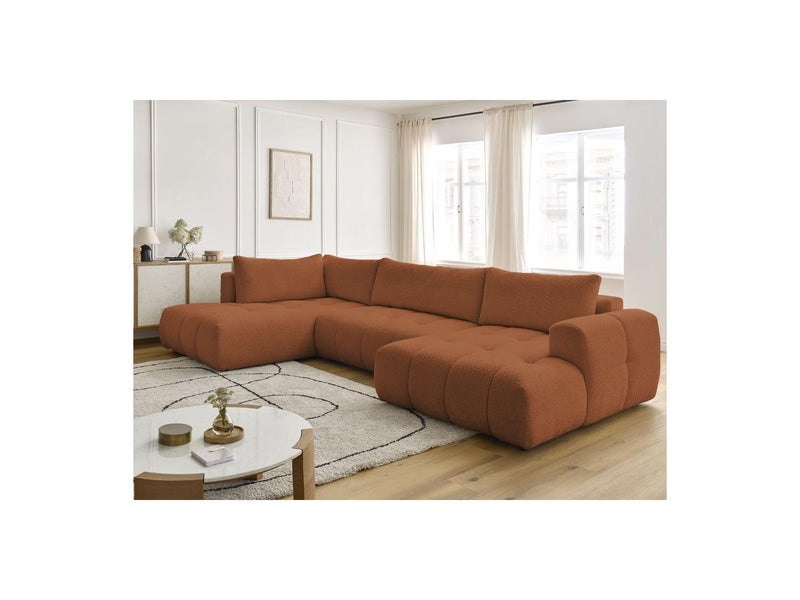 Canapé Panoramique Convertible - Fuji - Tissu Bouclette - Angle Droit