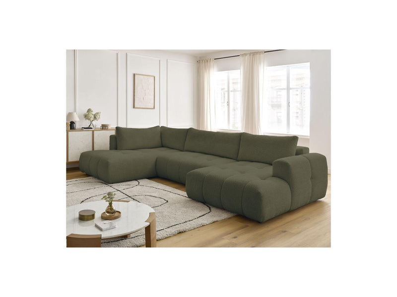 Canapé Panoramique Convertible - Fuji - Tissu Bouclette - Angle Droit